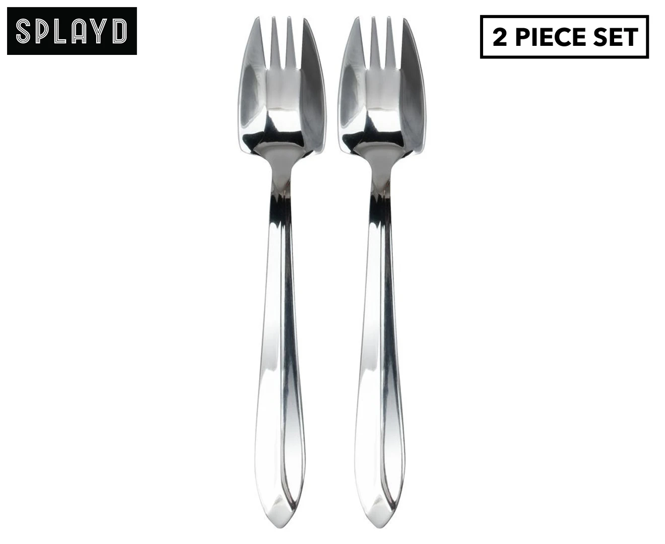 2pc Splayd Original All-in-One 18cm SS Mirror Knife/Spork Utensil Set Silver