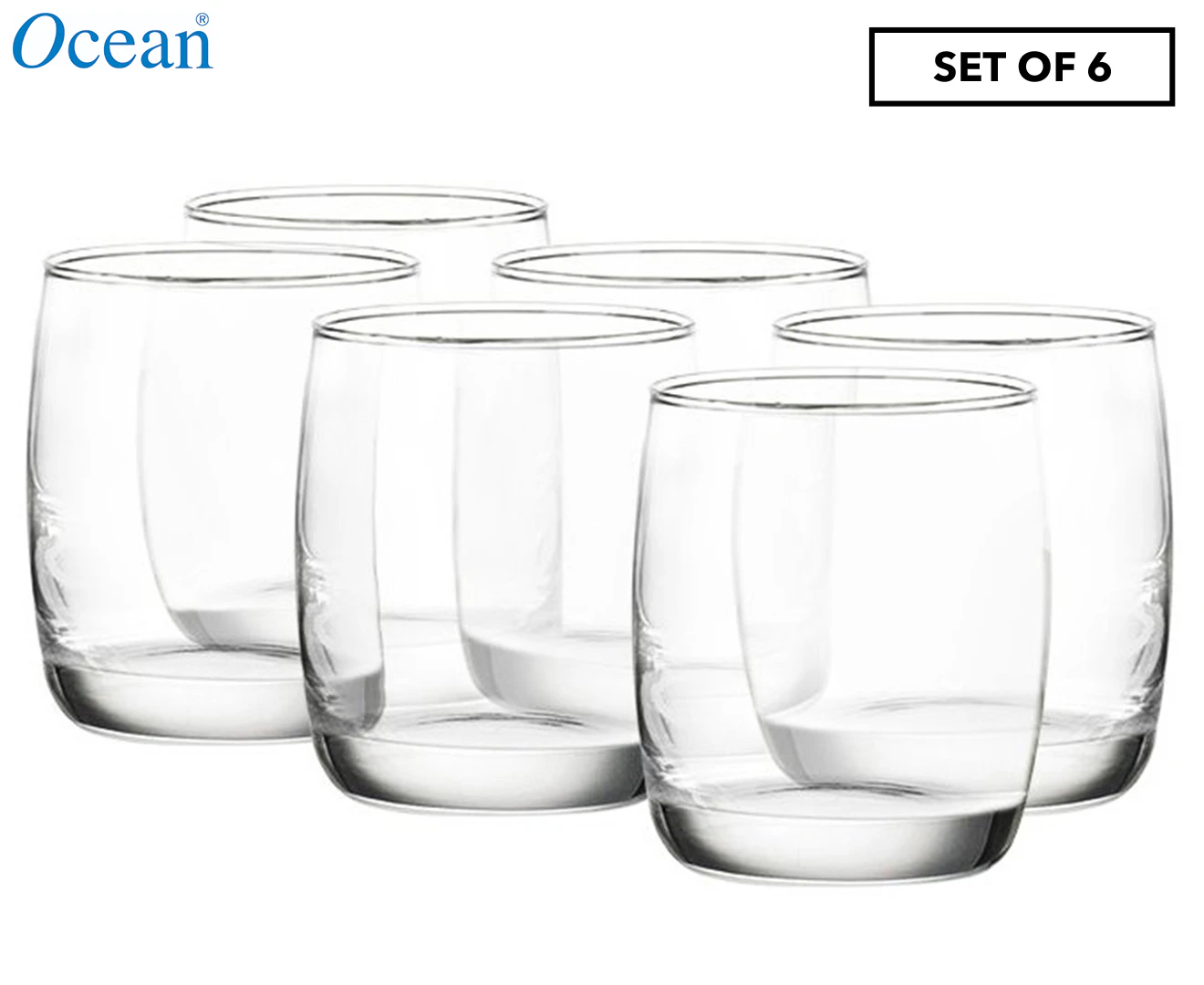 Set of 6 Ocean 256mL Ivory Rock Tumbler Glasses