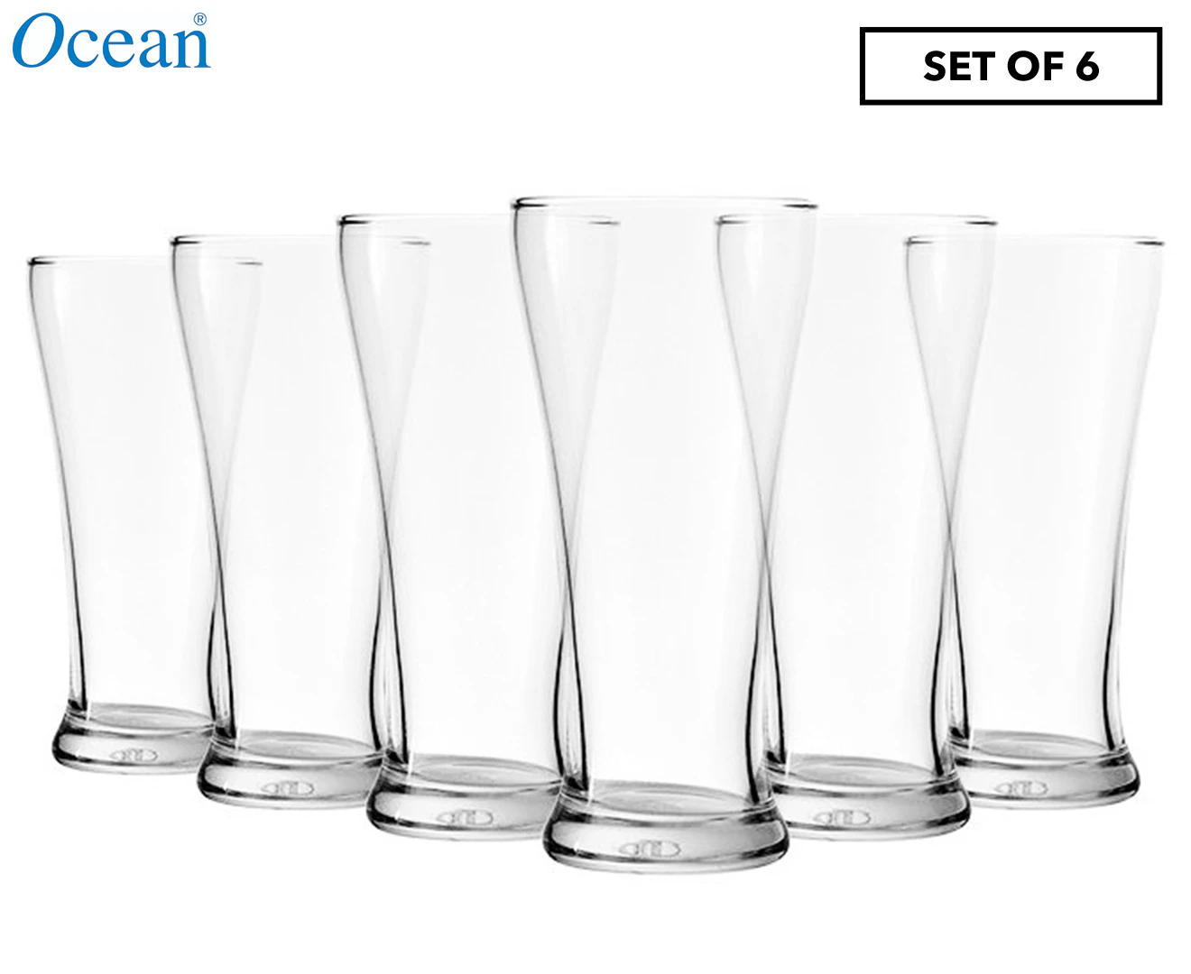 Set of 6 Ocean 400mL Waisted Pilsner Glasses