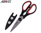 Avanti Kitchen Shears w/ Magnetic Sheath -  Silver/Black/Red