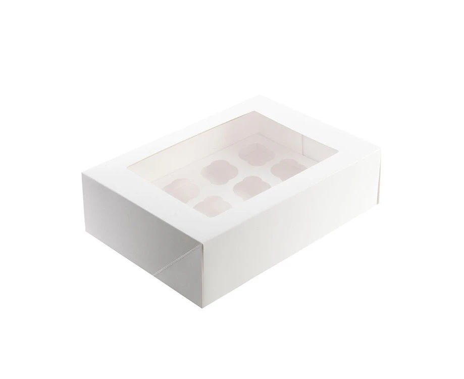 MONDO White Cupcake Box - 12 Cup - 14 x 10”