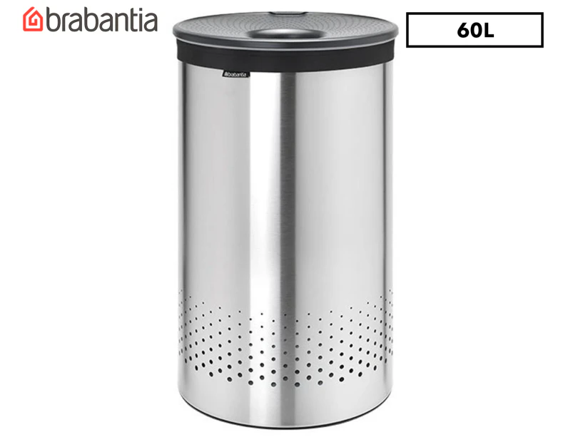 Brabantia 60L Metal Laundry Bin w/ Plastic Lid - Matte Steel/Grey