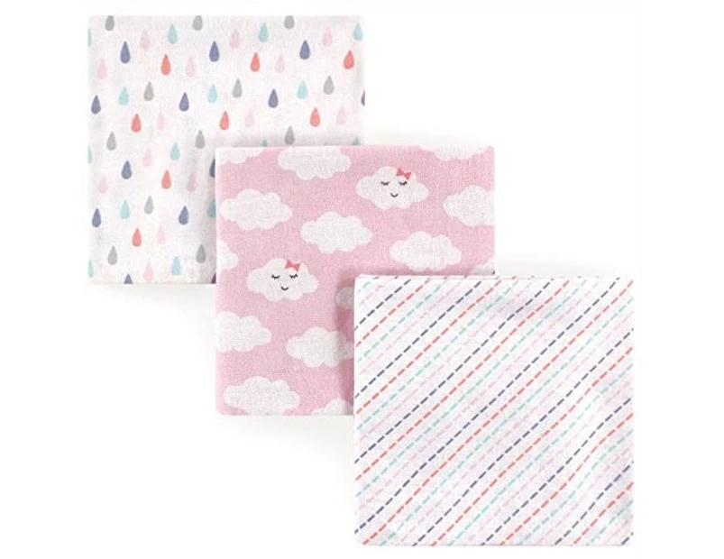 Clouds 100% Cotton Flannel Baby Girl Receiving Blankets x 3 By Luvable Friends
