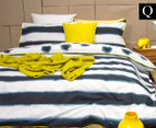 Ardor Mizu Reversible Queen Bed Quilt Cover Set - Indigo