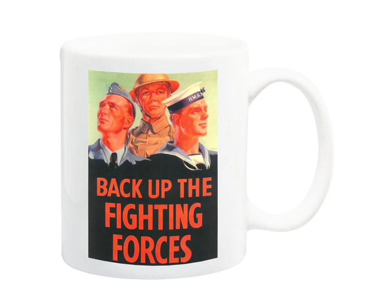 Back Up The Fighting Forces War 1940 Poster Mug - 11 Fluid Oz