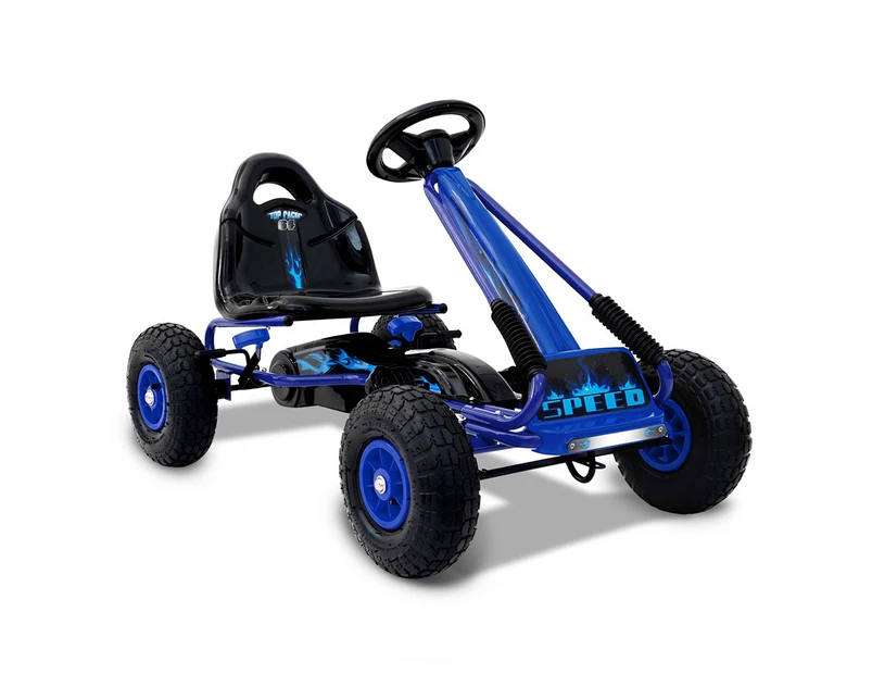 Kids Pedal Power Go Kart Ride On Racing Car Blue and Black