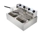 Electrical Stainless Steel 20L Deep Fryer with Twin Oil Basket for Commercial Use