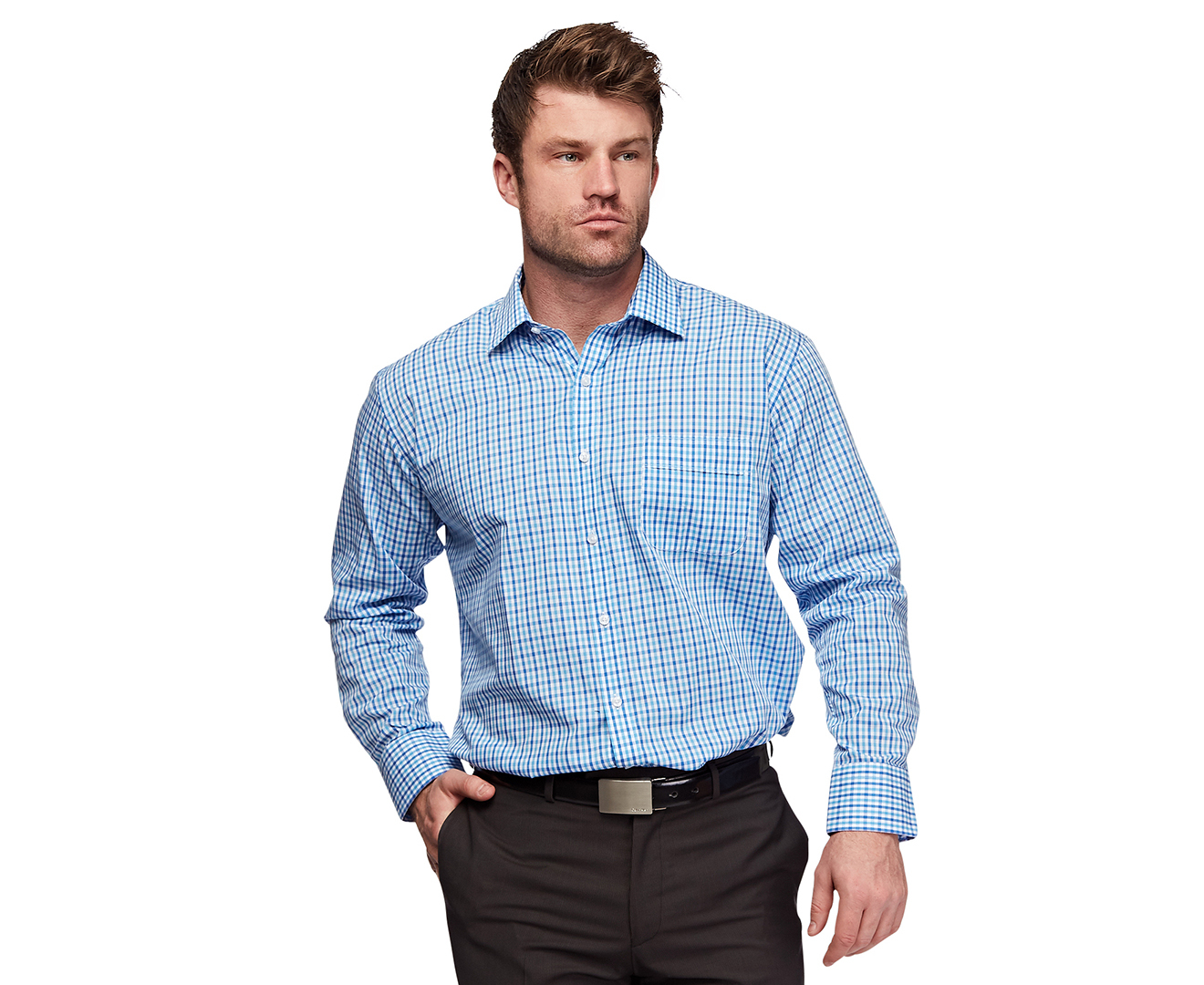 Van Heusen Men's Classic Relaxed Fit Shirt - Classic Blue Check | Catch ...
