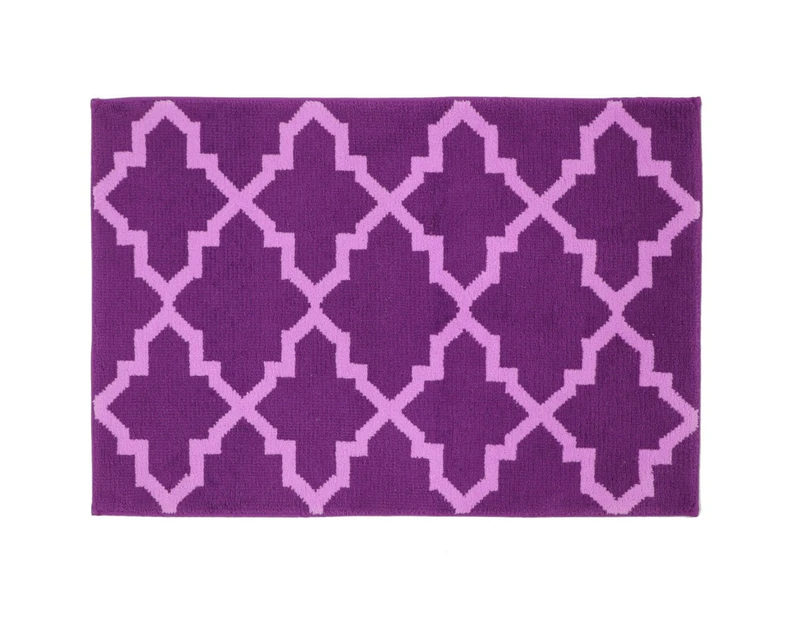 Geometric Knitted Plush Non Slip Mat- Mauve