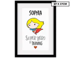 Personalised 27x37cm Supergirl In Training Artwork - Black Frame