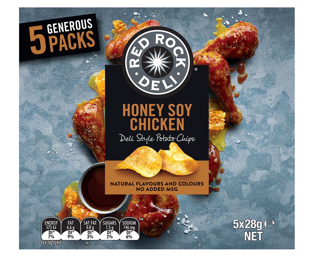 2 x Red Rock Deli Honey Soy Chicken Chips 5pk | GroceryRun.com.au