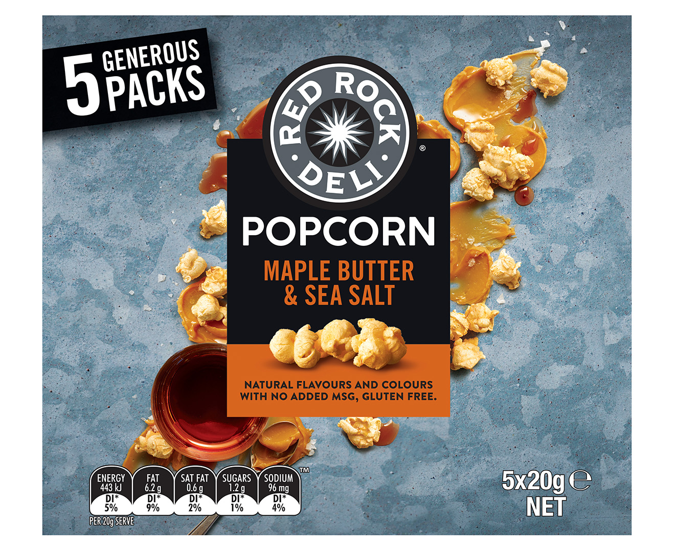 2 x Red Rock Deli Maple Butter & Sea Salt Popcorn 5pk 