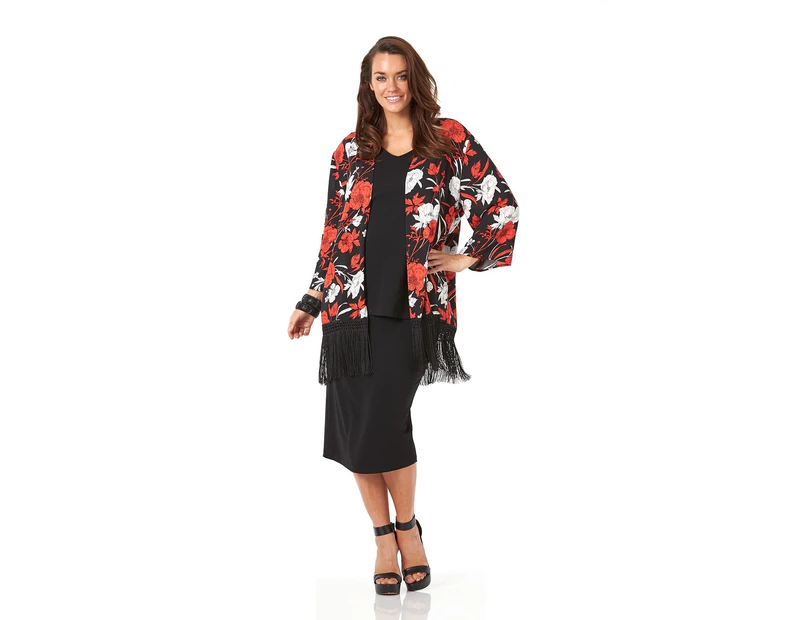 MySize Women's Plus Size Rouge Kimono Black