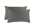 Grey Color Two Silky Silk Feel Standard Pillowcases Pillow Cases 48 x 73cm