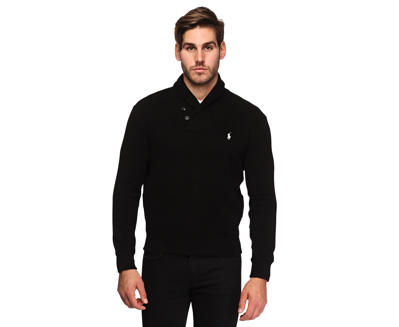  Polo  Ralph Lauren Men s Button  Up Sweater  Black 