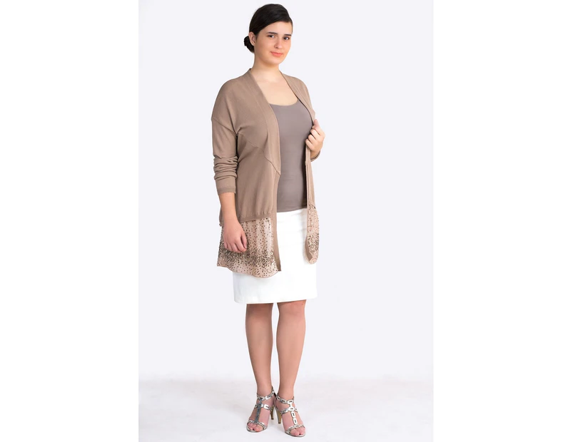 More By Siste's Women's Plus Size Seqiuned Cotton Cardigan - Brown