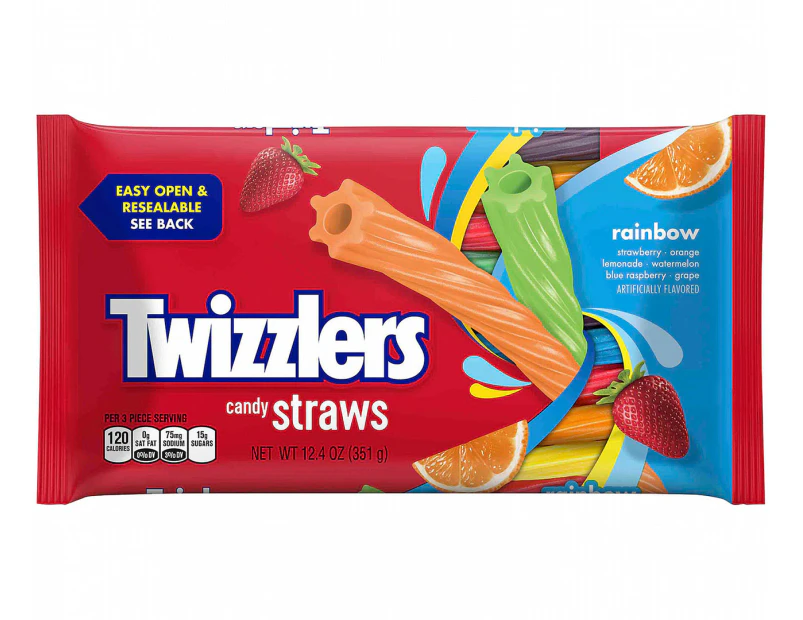 Twizzlers Candy Straws Rainbow Twists 351g