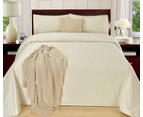 1200TC 3 Pieces Egyptian Cotton Sheet Set King Single Bed Ivory