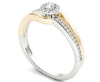 De Couer 9k Yellow Gold 1/4ct TDW Diamond Bypass Engagement Ring - White H-I