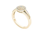 De Couer 9k Yellow Gold 1/6ct TDW Diamond Halo Engagement Ring - White H-I