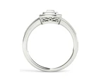 De Couer 9k White Gold 1/8ct TDW Diamond Double Halo Engagement Ring - White H-I