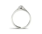 De Couer 9k White Gold 1/3ct TDW Diamond Halo Engagement Ring with One Band - White H-I