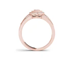 De Couer 9k Rose Gold 1/6ct TDW Diamond Halo Engagement Ring - White H-I