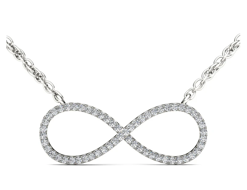 De Couer 9K White Gold 1/6 ct TDW  Diamond Infinity Loop Necklace