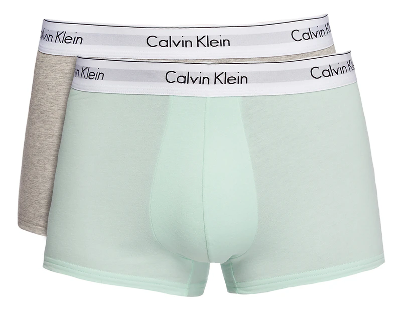 Calvin Klein Men's Modern Cotton Stretch Trunks 2-Pack - Mint/Grey