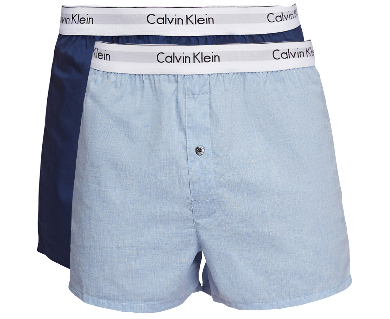 Calvin Klein Men's Modern Cotton Stretch Slim Fit Boxers 2-Pack - Blue ...