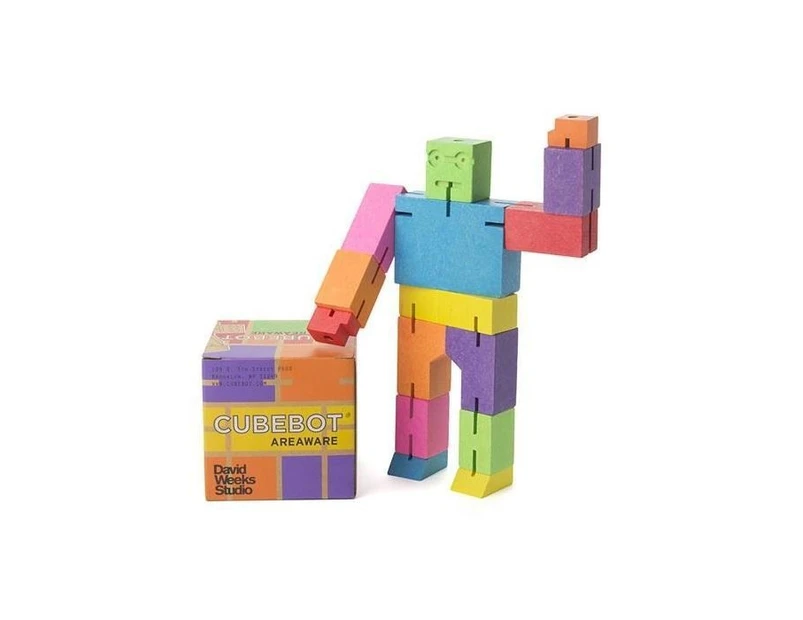 Cubebot Medium | Wooden Robot Puzzle - Multi-Colour