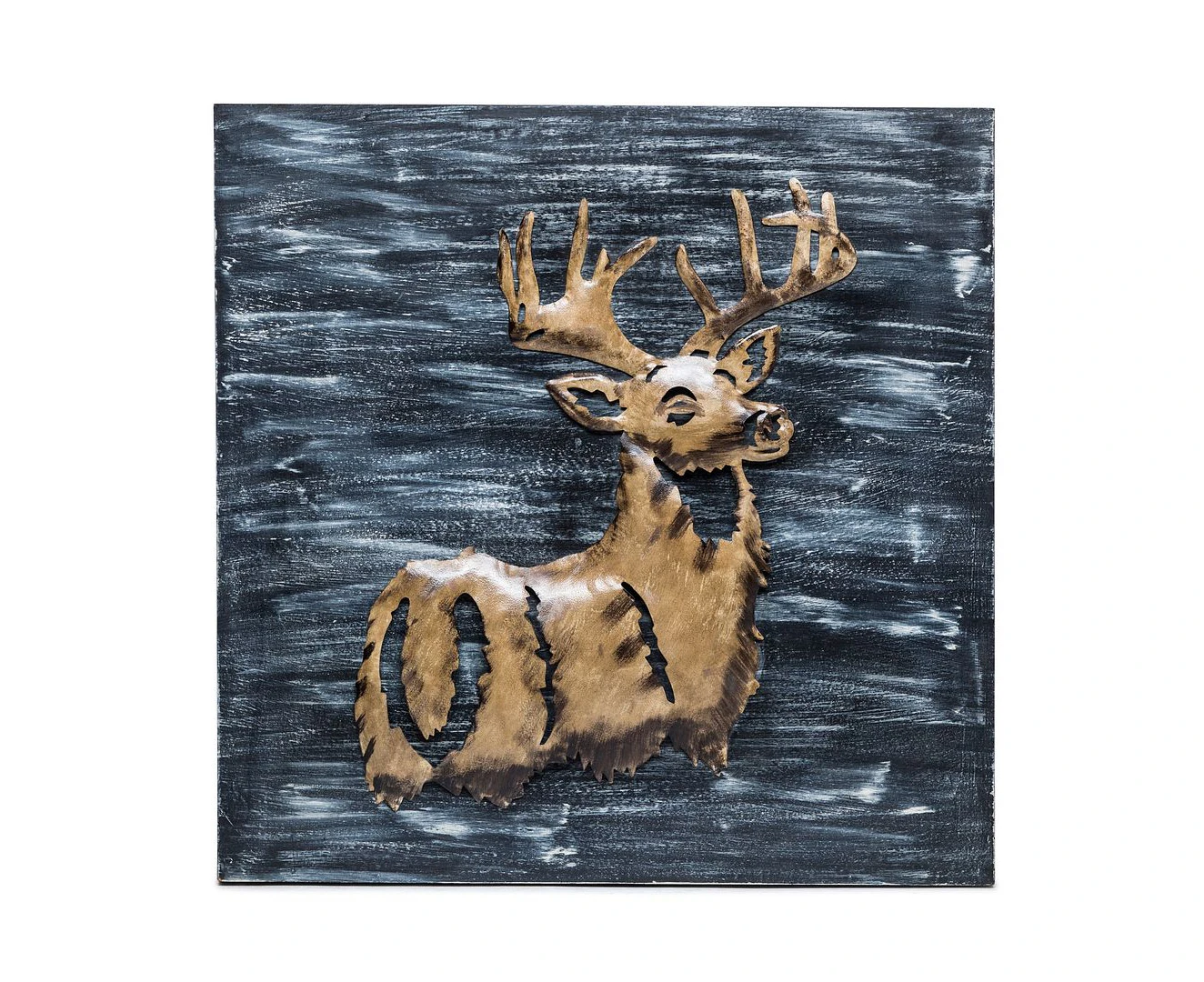 Deer 3D Wall Art Home Décor Iron Wood Handmade Decal Mural