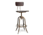Industrial Swivel Adjustable Height Bar Stool Chair with Back - Dark French Brass