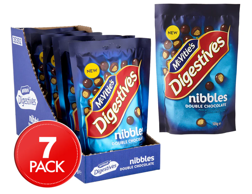 7 x McVitie's Digestives Nibbles Double Chocolate 120g