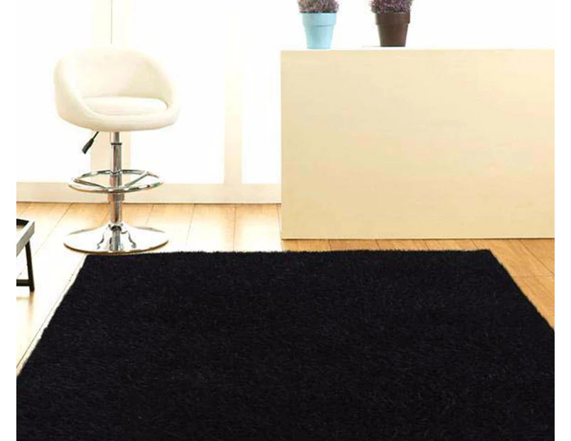 New Designer Black Shag Shaggy Floor Confetti Rug Carpet 300x200cm Lounge Room