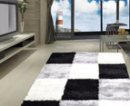 New Designer Black White Grey Cube Shag Shaggy Floor Confetti Rug Carpet 300x200cm