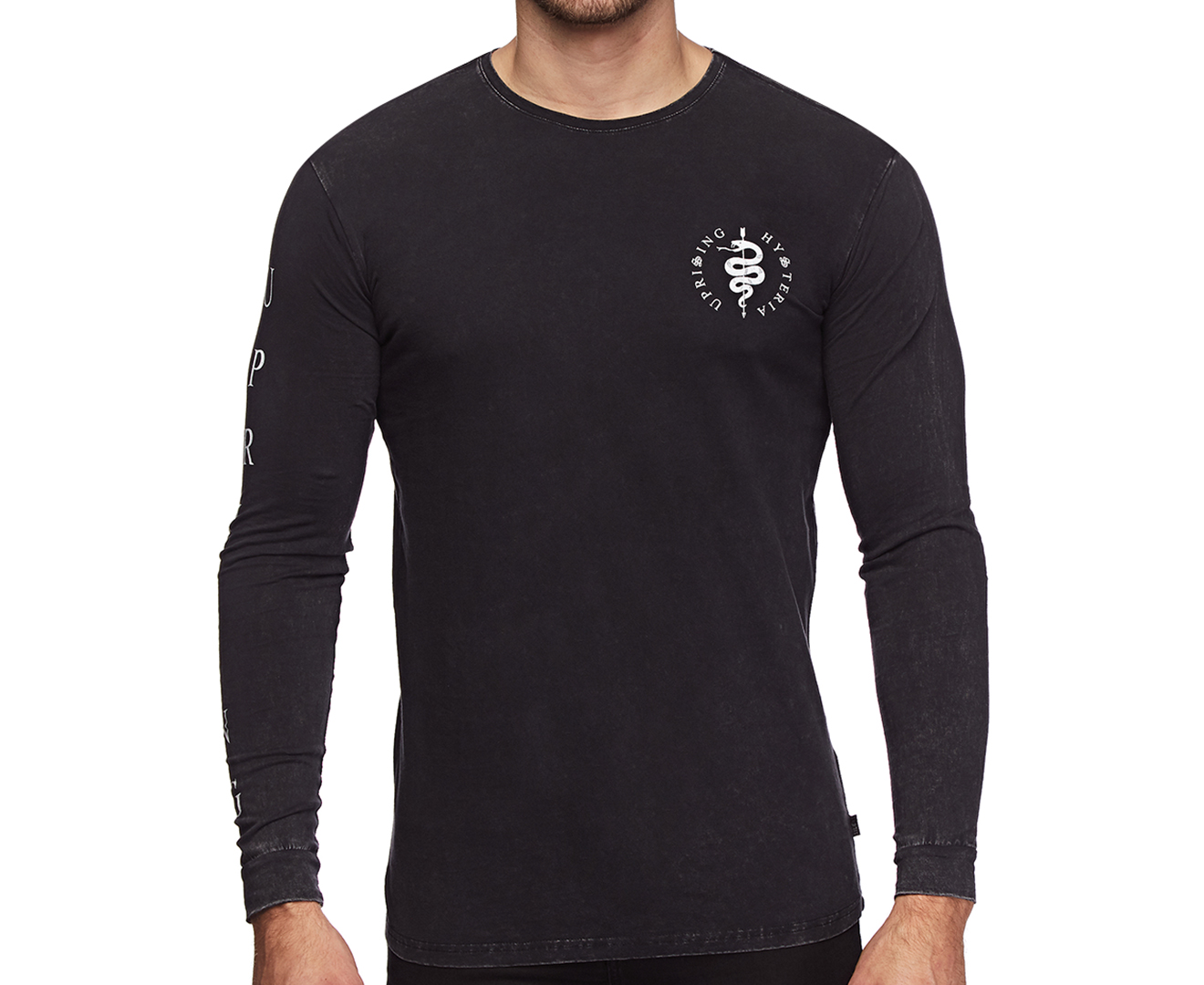 Silent Theory Men's Serpent Long Sleeve Tee - Washed Black | Catch.co.nz