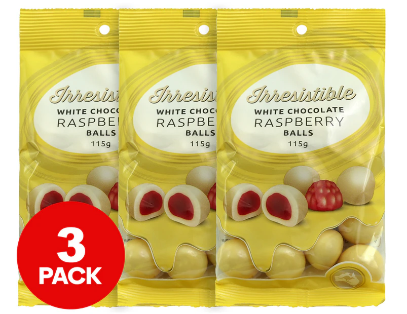 3 x Irresistible White Chocolate Raspberry Balls 115g