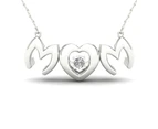 De Couer 9KT White Gold 1/20ct TDW Diamond Mom Heart Necklace (I-J, I2)