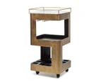 Bar Cabinet Drinks Trolley Cart Contemporary Wine Storage with Marble Top