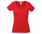 Fruit Of The Loom Ladies Lady-Fit Valueweight V-Neck Short Sleeve T-Shirt (Red) - BC1361
