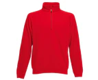 Fruit Of The Loom Mens Zip Neck Sweatshirt Top (Red) - BC1370