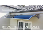 Door Window Double Module Awning Solid Polycarbonate Dark Canopy with Silver Aluminium Frame