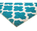 Fab Rugs Girih Blue and White PVC Backed Coir Doormat