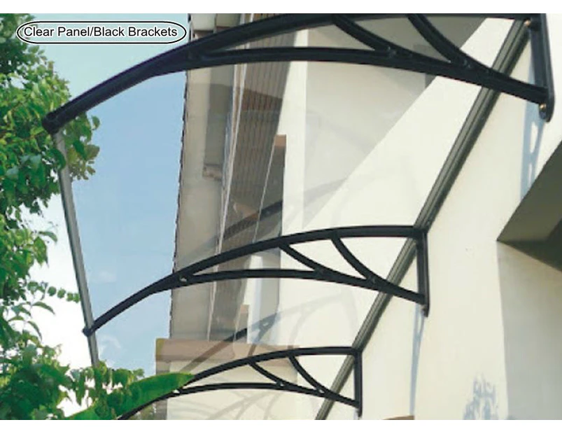 Door Window Double Module Awning Solid Polycarbonate Dark Canopy with Black Aluminium Frame