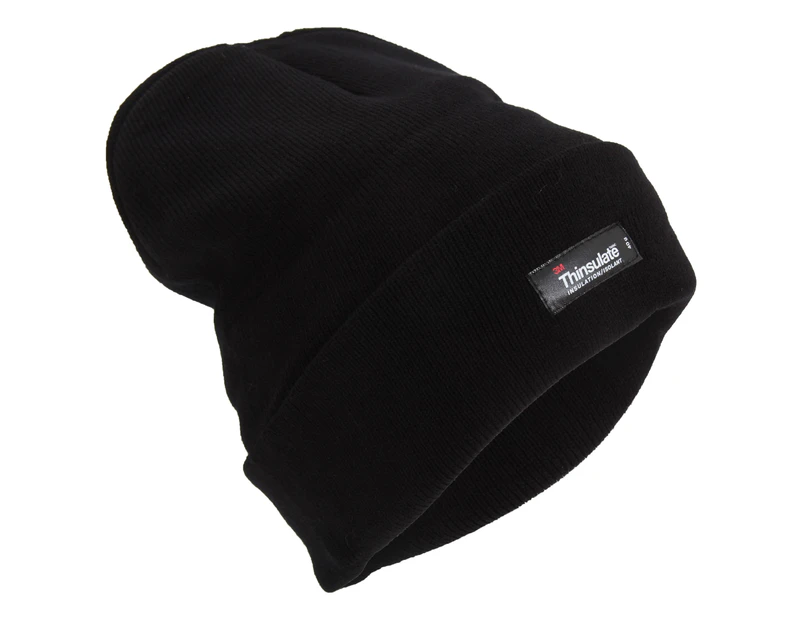 Mens Heatguard Thermal Thinsulate Winter/Ski Beanie Hat (Black) - HA466