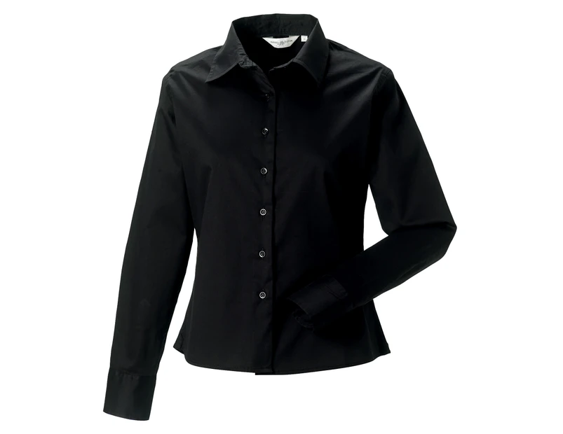 Russell Collection Womens Long Sleeve Classic Twill Shirt (Black) - RW3255