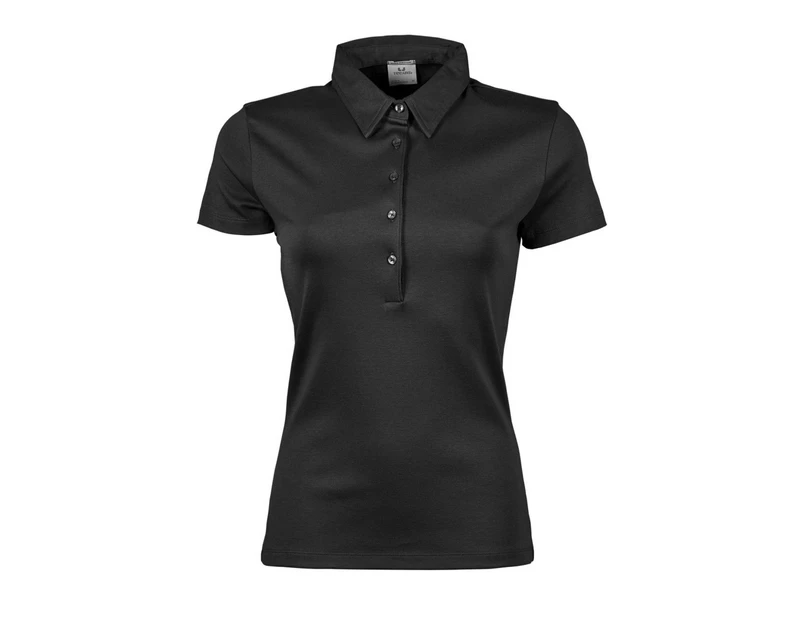 Tee Jays Womens Pima Short Sleeve Cotton Polo Shirt (Black) - BC3813