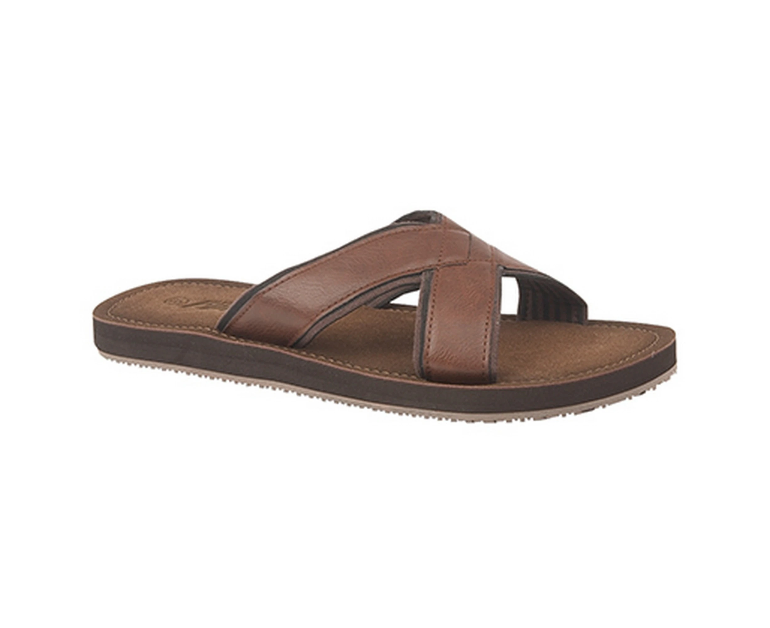 PDQ Mens Lightweight Crossover Mule Sandals (Brown) - DF1371