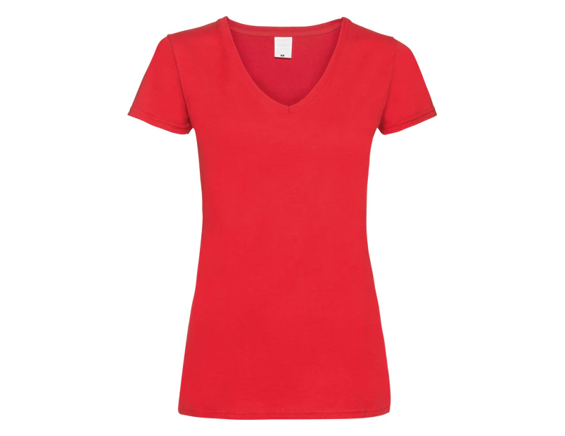 Womens Value Fitted V-Neck Short Sleeve Casual T-Shirt (Bright Red) - BC3905